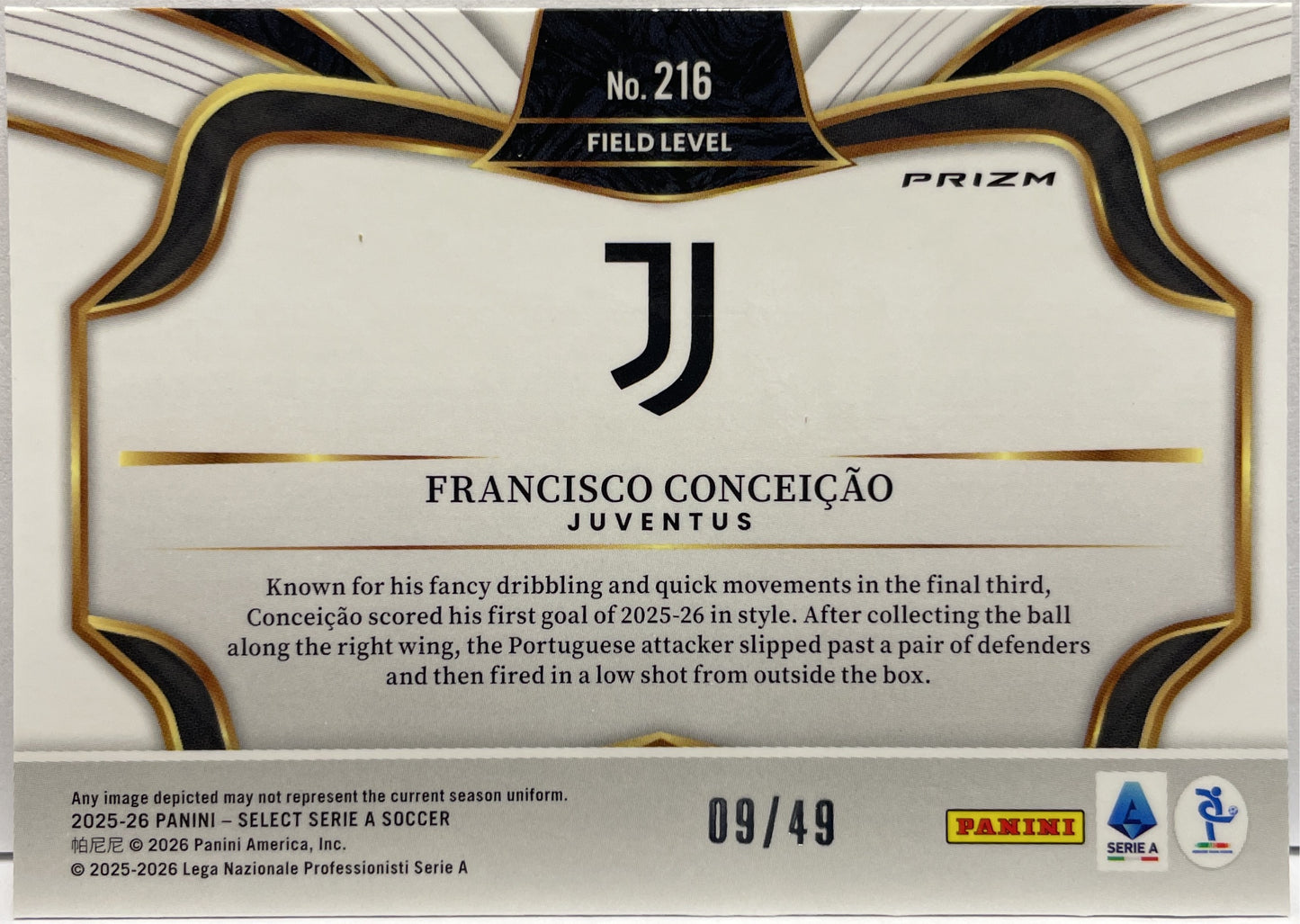 Francisco Conceicao 9/49 Field Level Winter Camo Panini Select Serie A 2025/26