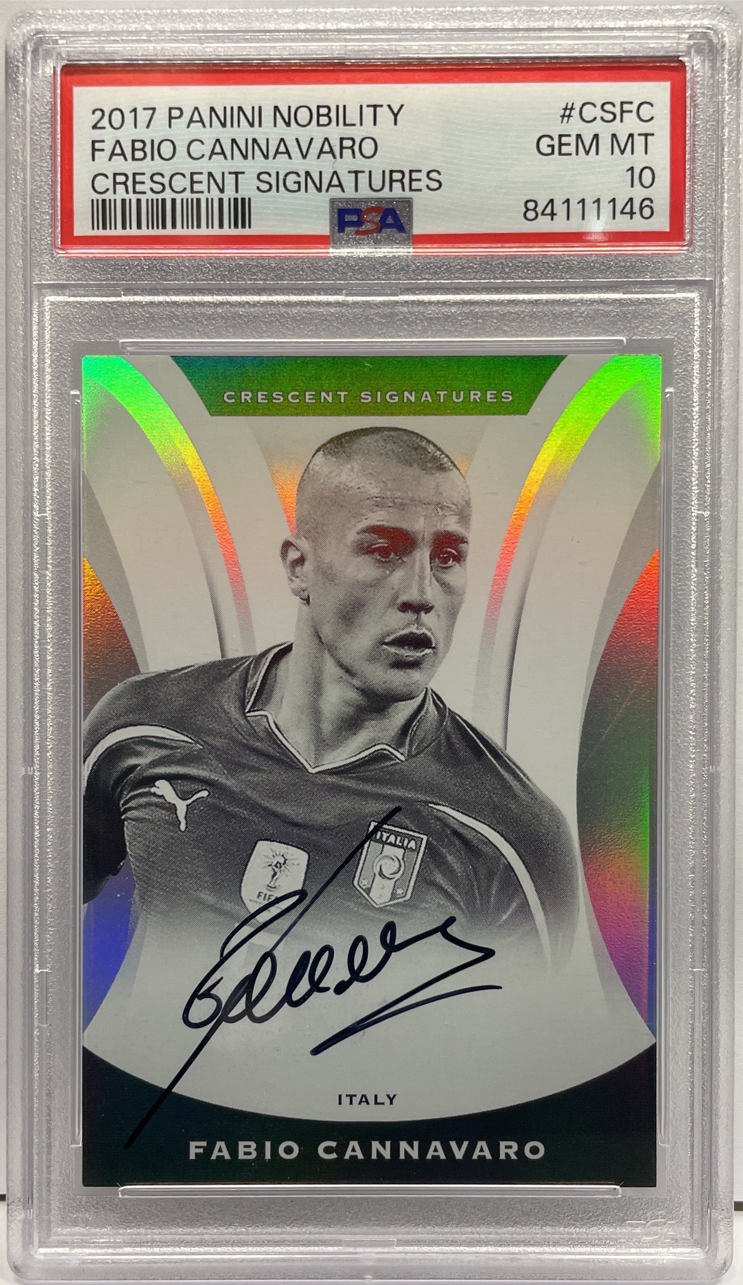 PSA 10 - Fabio Cannavaro Autograph On Card Crescent Signatures - Panini Nobility 2017