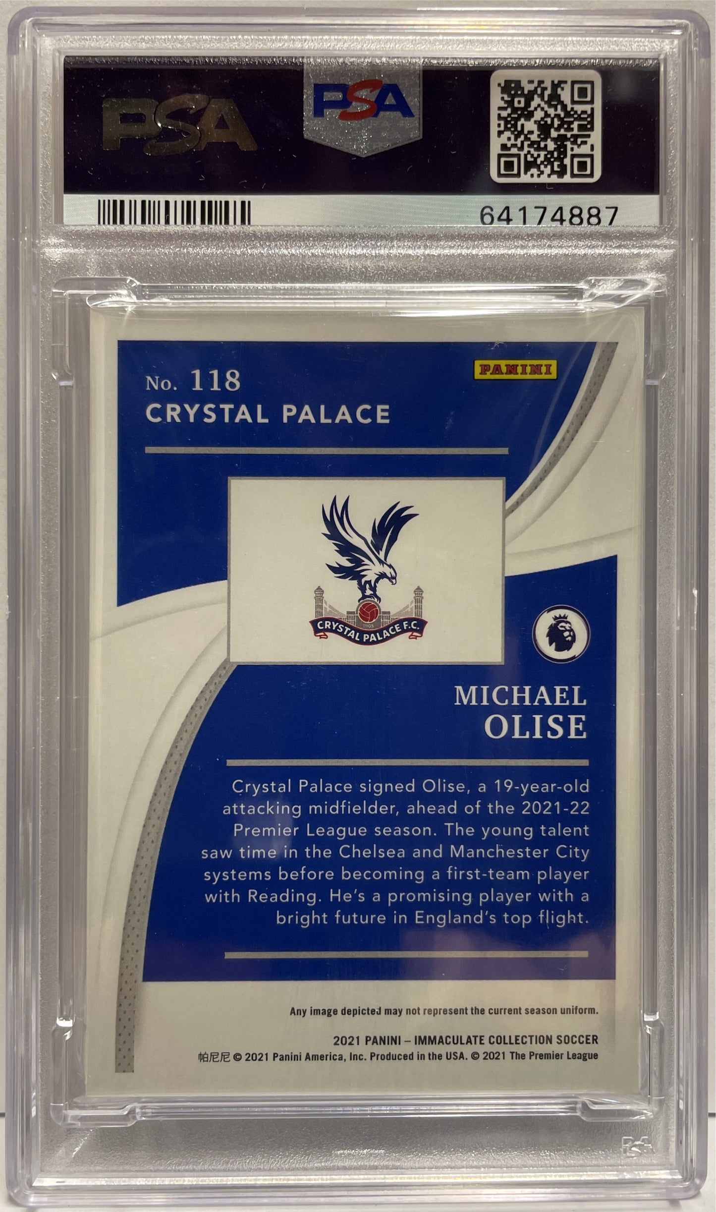 Michael Olise 48/80 Rookie Panini Immaculate 2021 PSA 9