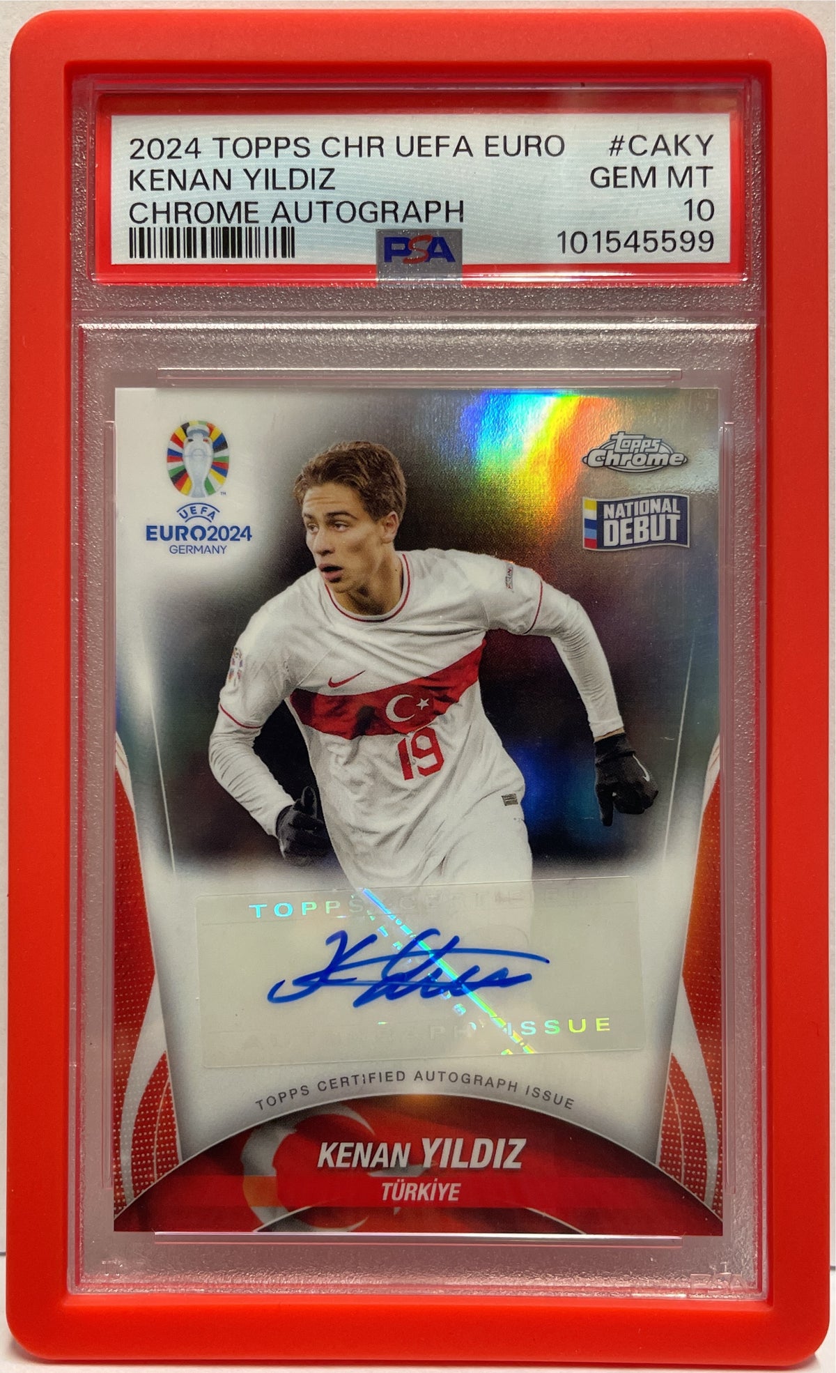 Kenan Yildiz Autograph National Debut Topps Chrome Uefa Euro 2024 PSA 10