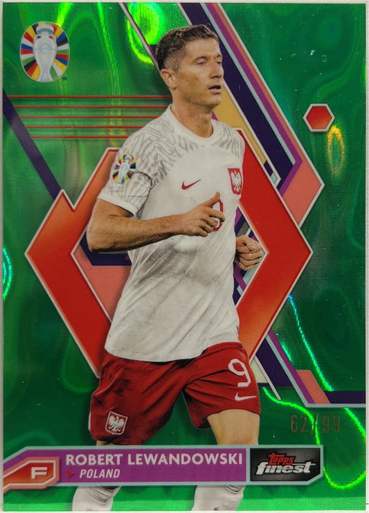 Robert Lewandowski 62/99 Green Topps Chrome Euro 2024