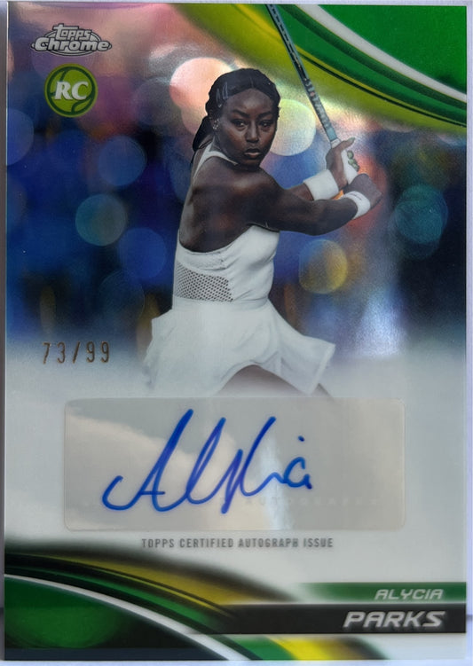 Alycia Parks 73/99 Rookie Autograph Green Topps Chrome Tennis 2025