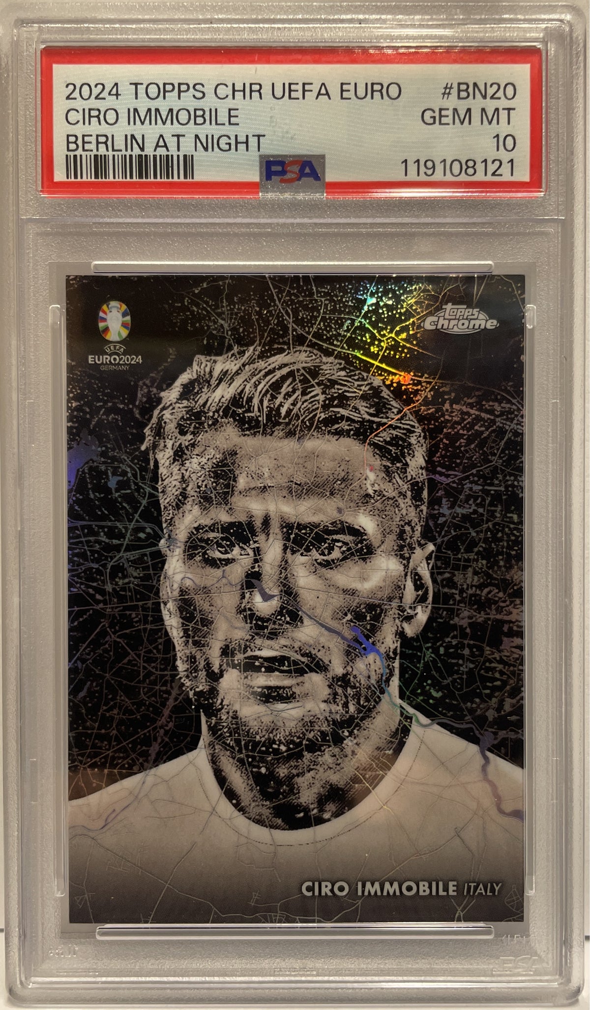 Ciro Immobile Berlin At Night Topps Chrome Uefa Euro 2024 PSA 10