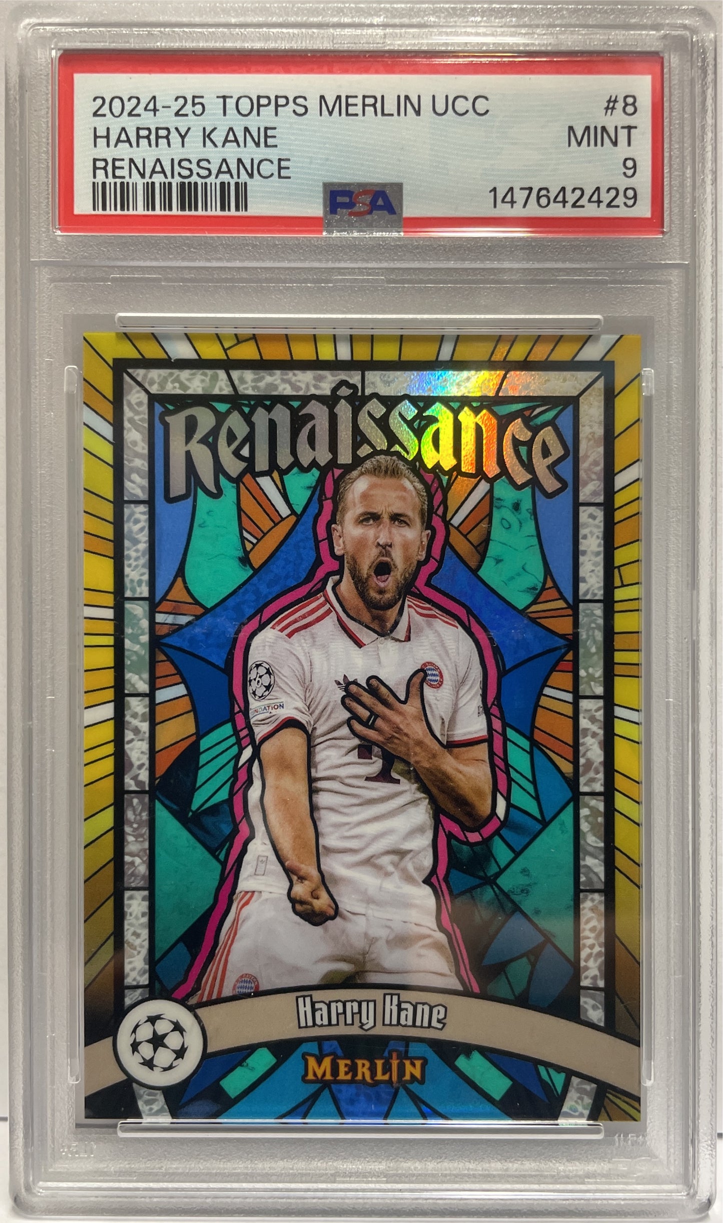Harry Kane Renaissance Topps Chrome Merlin UCC 2024/25 PSA 9