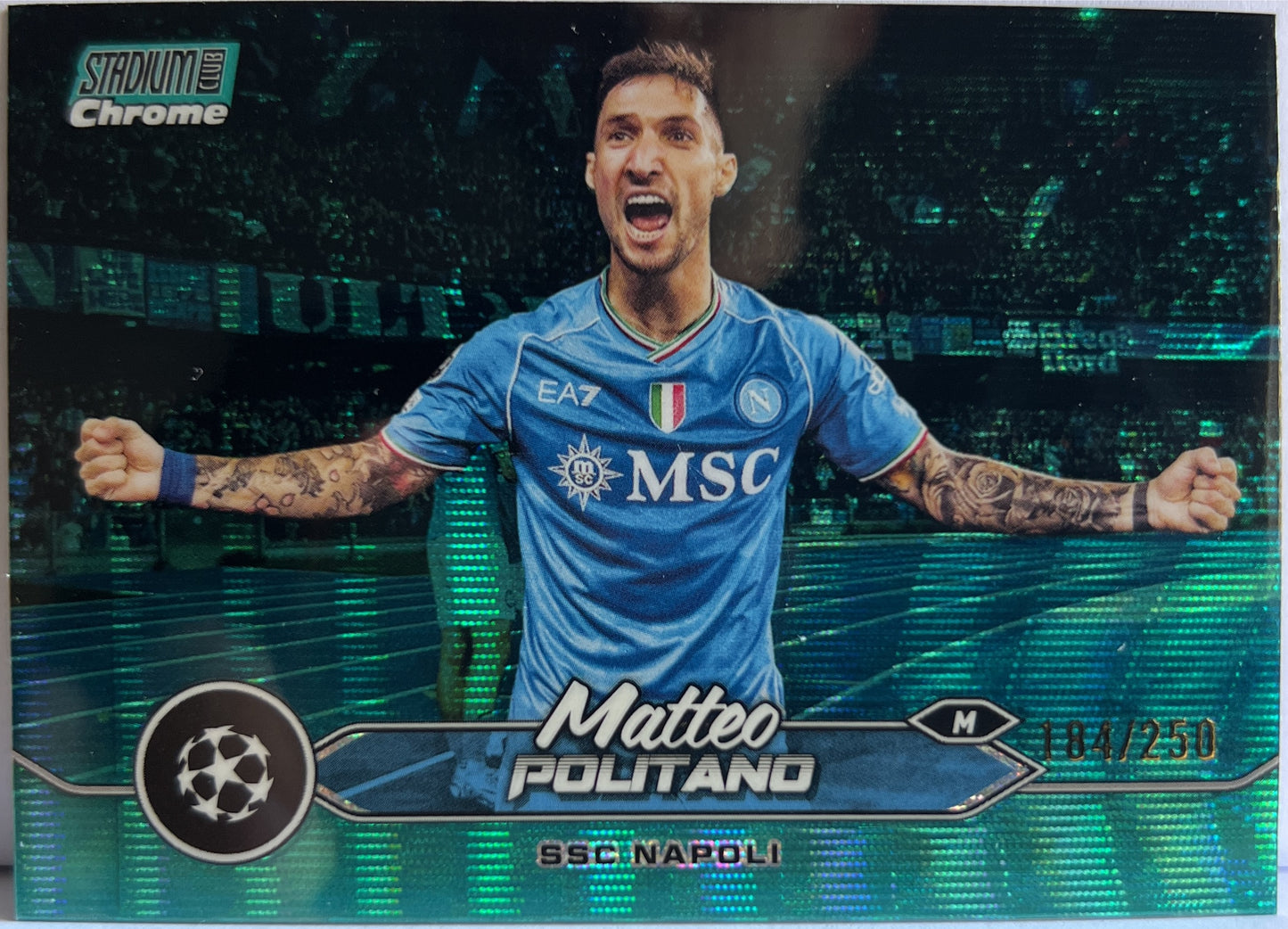 Matteo Politano 184/250 Aqua Wave Topps Stadium Chrome 2023/24