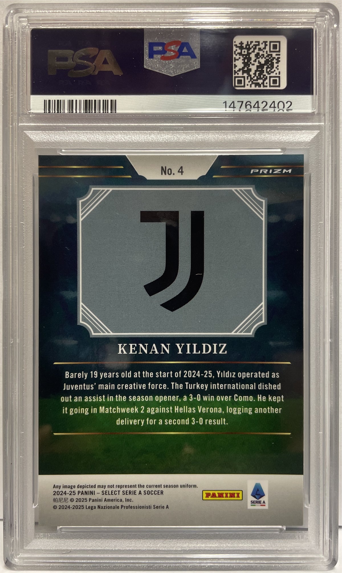 Kenan Yildiz Artistic Impressions Panini Select Serie A 2024/25 PSA 9
