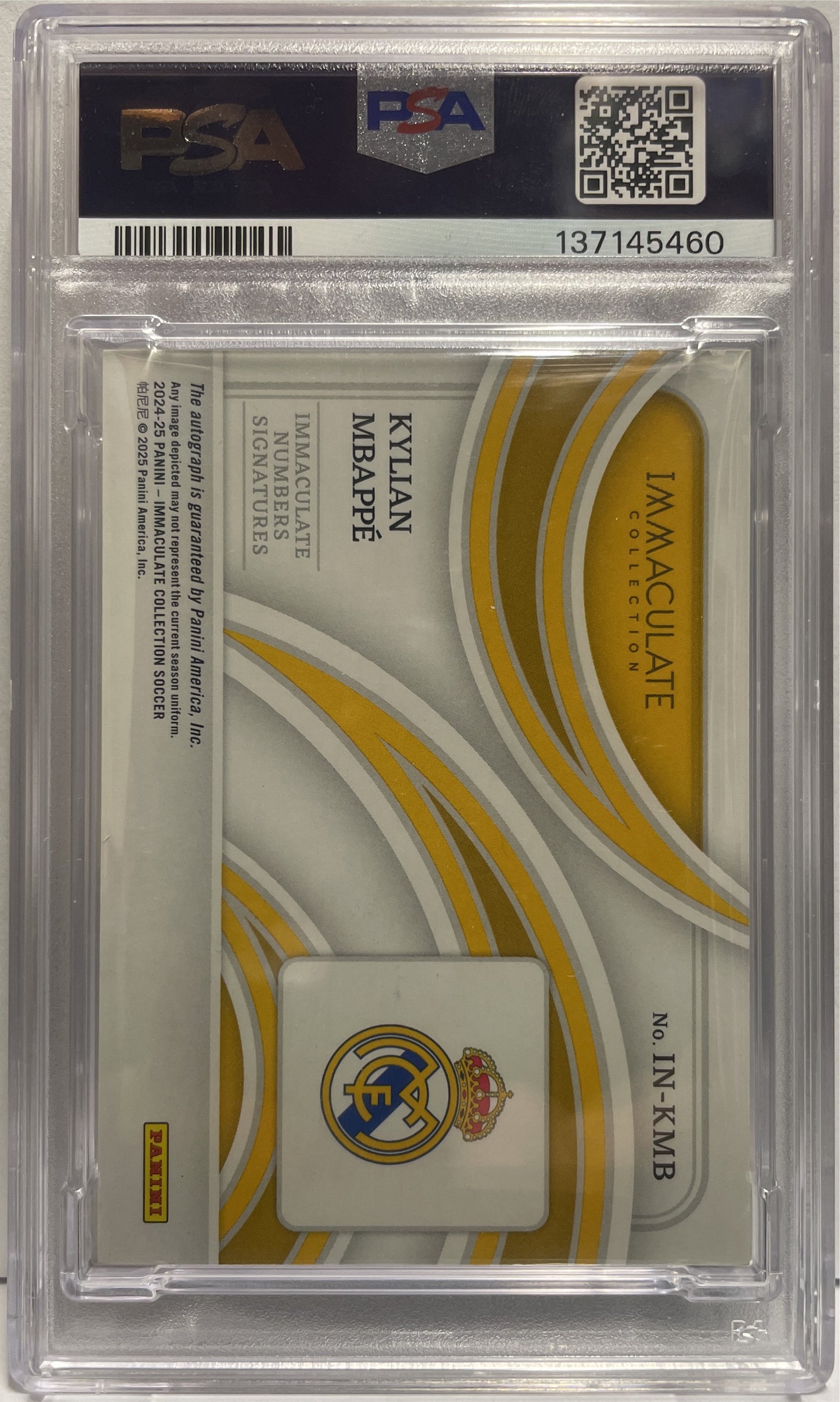Kylian Mbappe 1/1 Autograph Number Signatures Panini Immaculate 2024/25 PSA 8