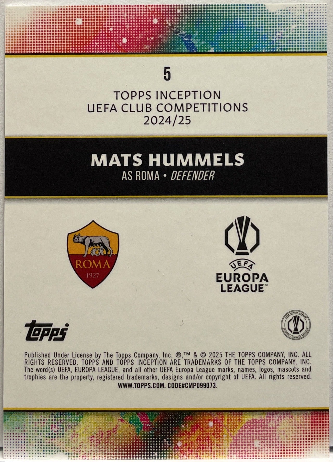 Mats Hummels 43/99 First XI Green Topps Inception 2024/25