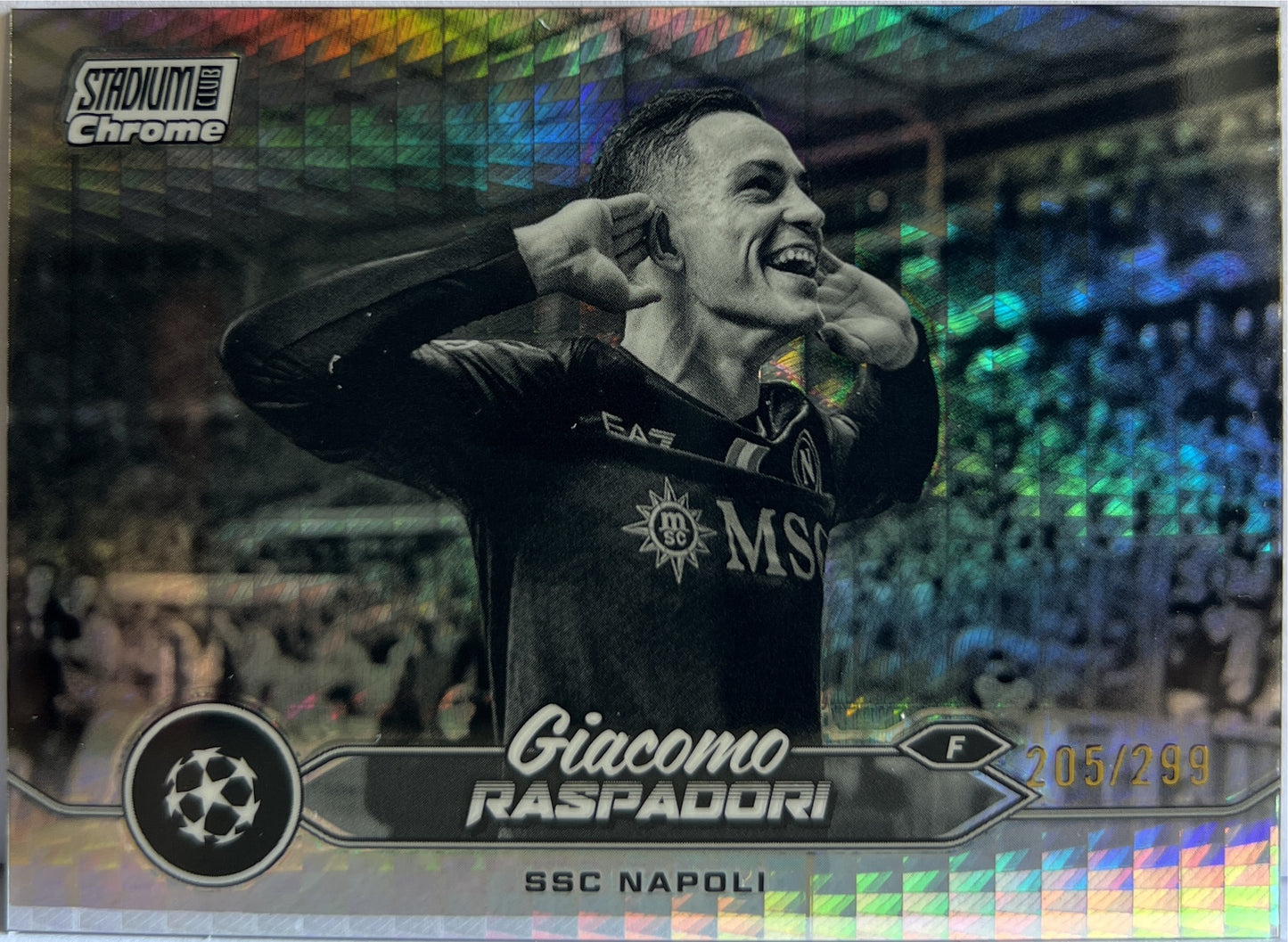 Giacomo Raspadori 205/299 Black & White Topps Stadium Chrome 2023/24