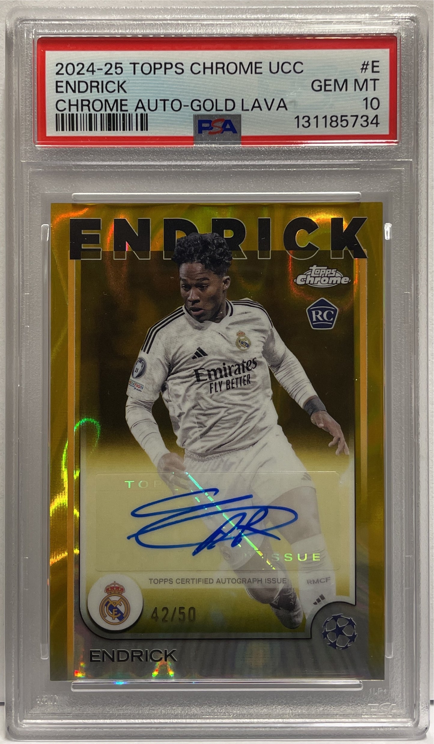 Endrick 42/50 Rookie Autograph Gold UCC 2024/25 PSA 10