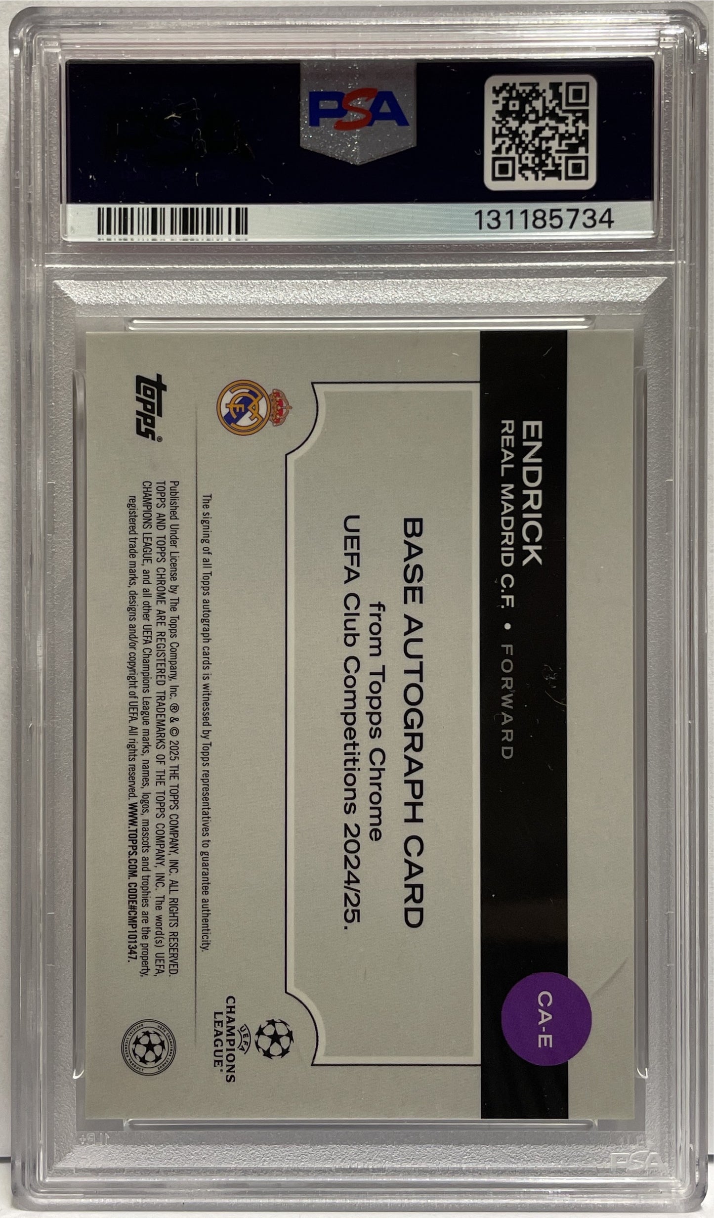 Endrick 42/50 Rookie Autograph Gold UCC 2024/25 PSA 10