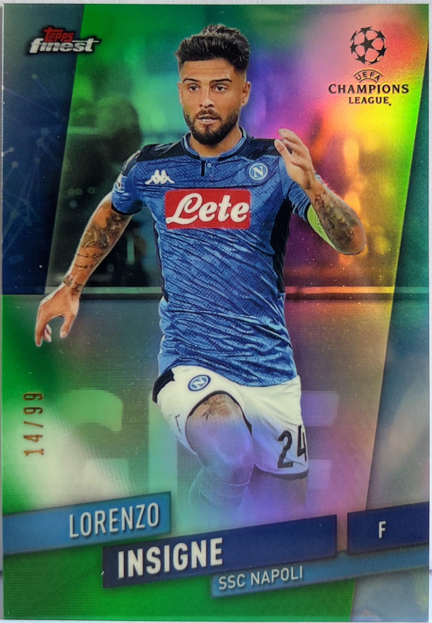 Lorenzo Insigne 14/99 Green Topps Finest UCL 2019/20