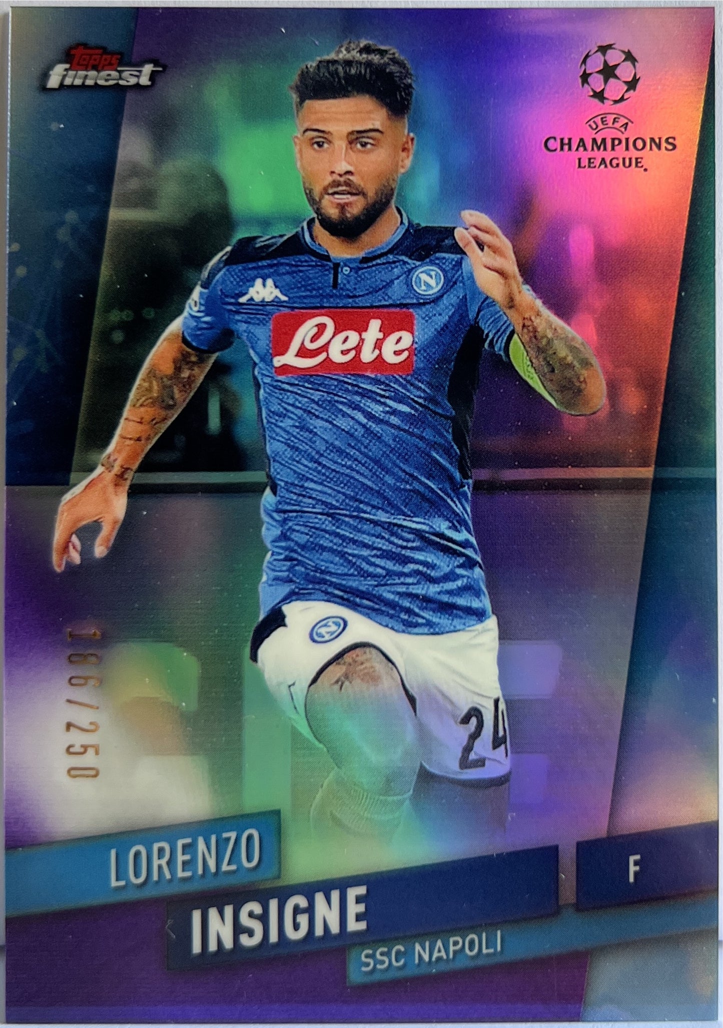 Lorenzo Insigne 186/250 Purple Topps Finest UCL 2019/20