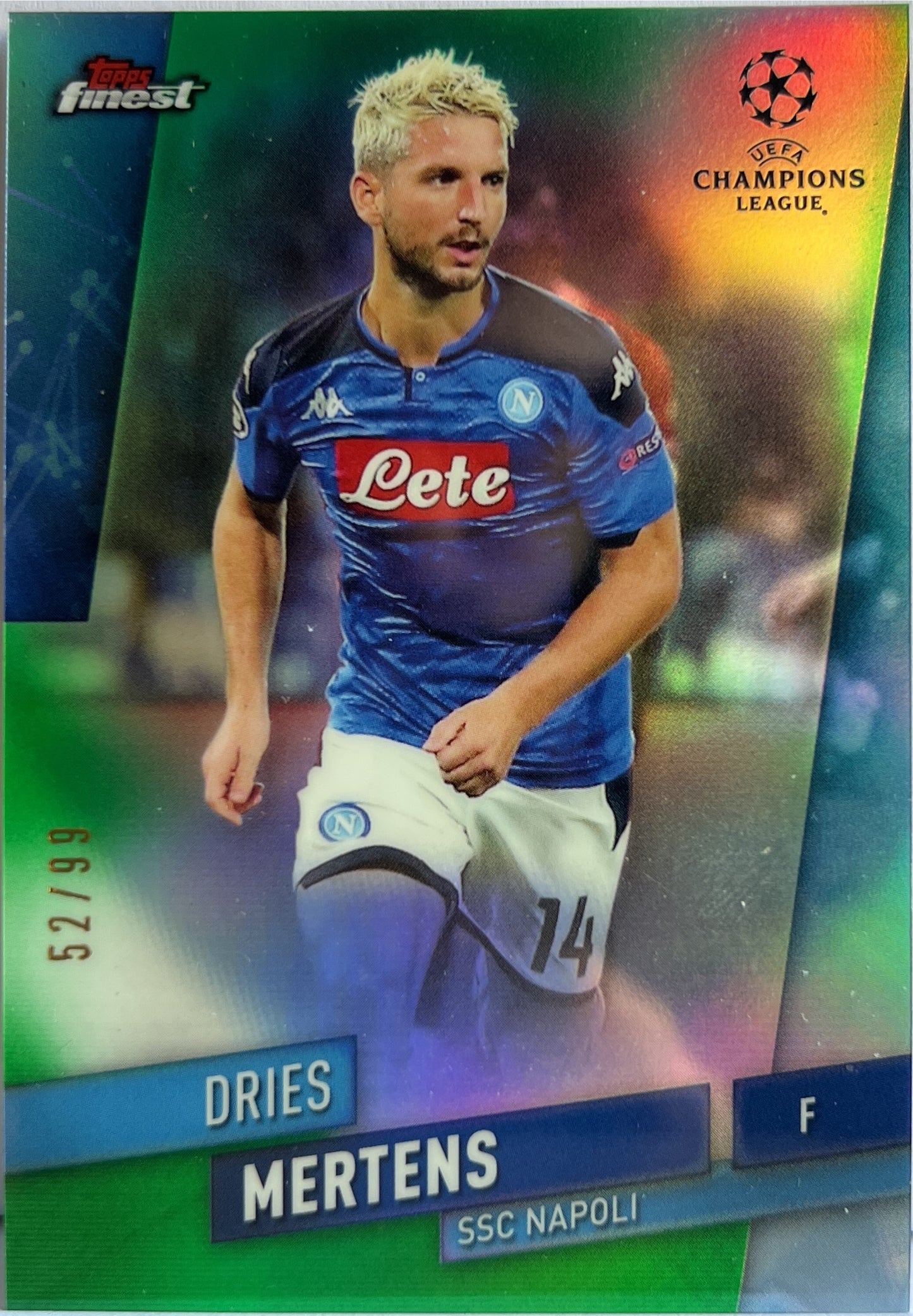 Dries Mertens 52/99 Green Topps Finest UCL 2019/20