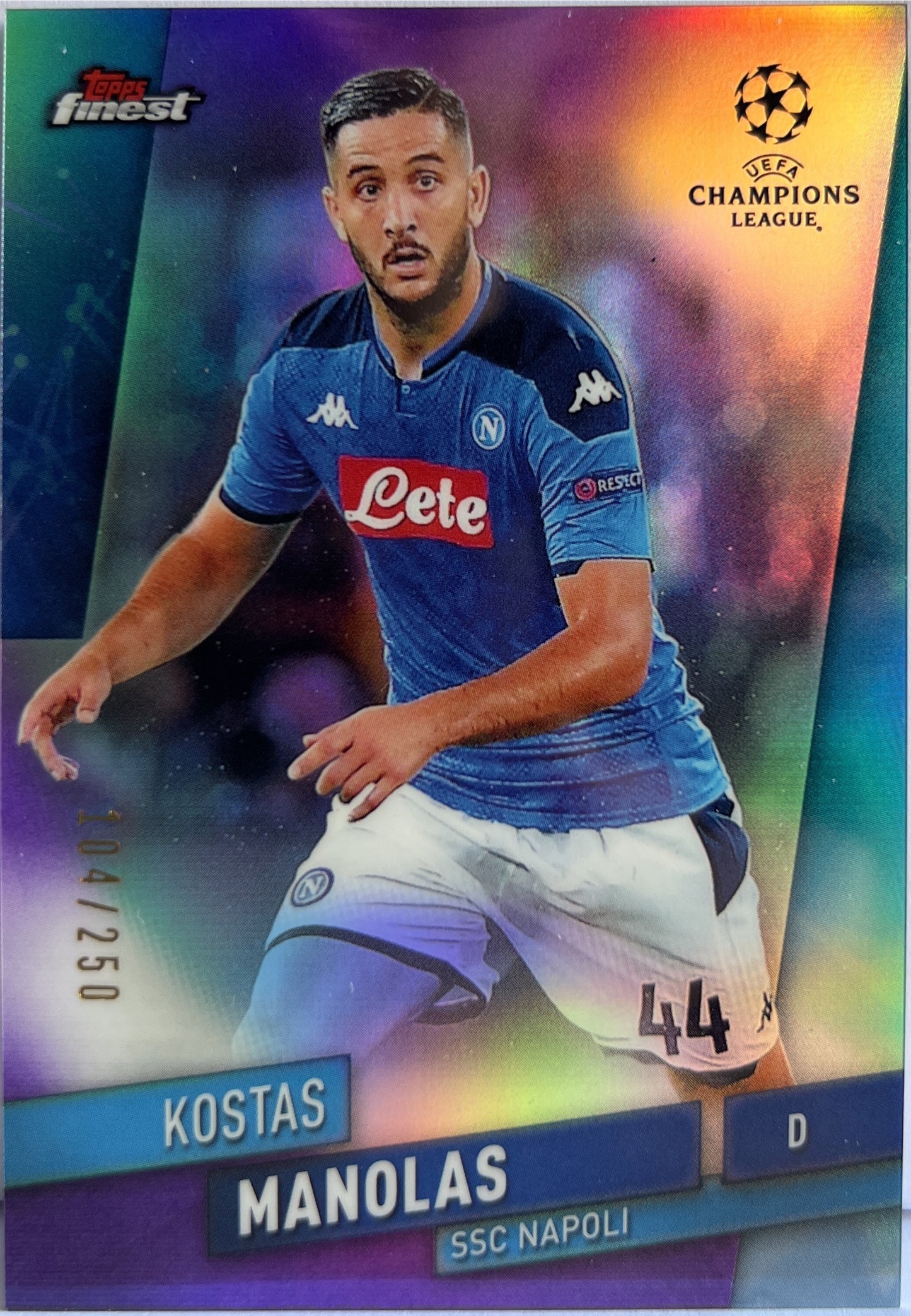 Kostas Manolas 104/250 Purple Topps Finest UCL 2019/20