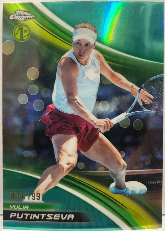 Yulia Putintseva 4/199 1ST Aqua Topps Chrome Tennis 2025