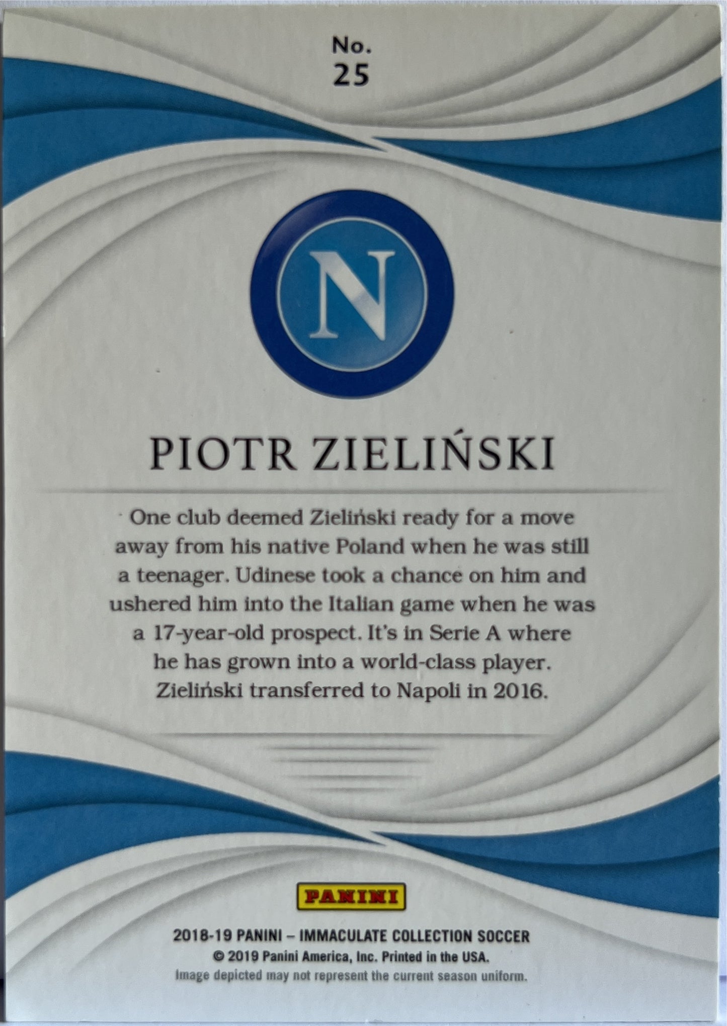 Piotr Zielinski 57/65 Panini Immaculate Collection 2018/19