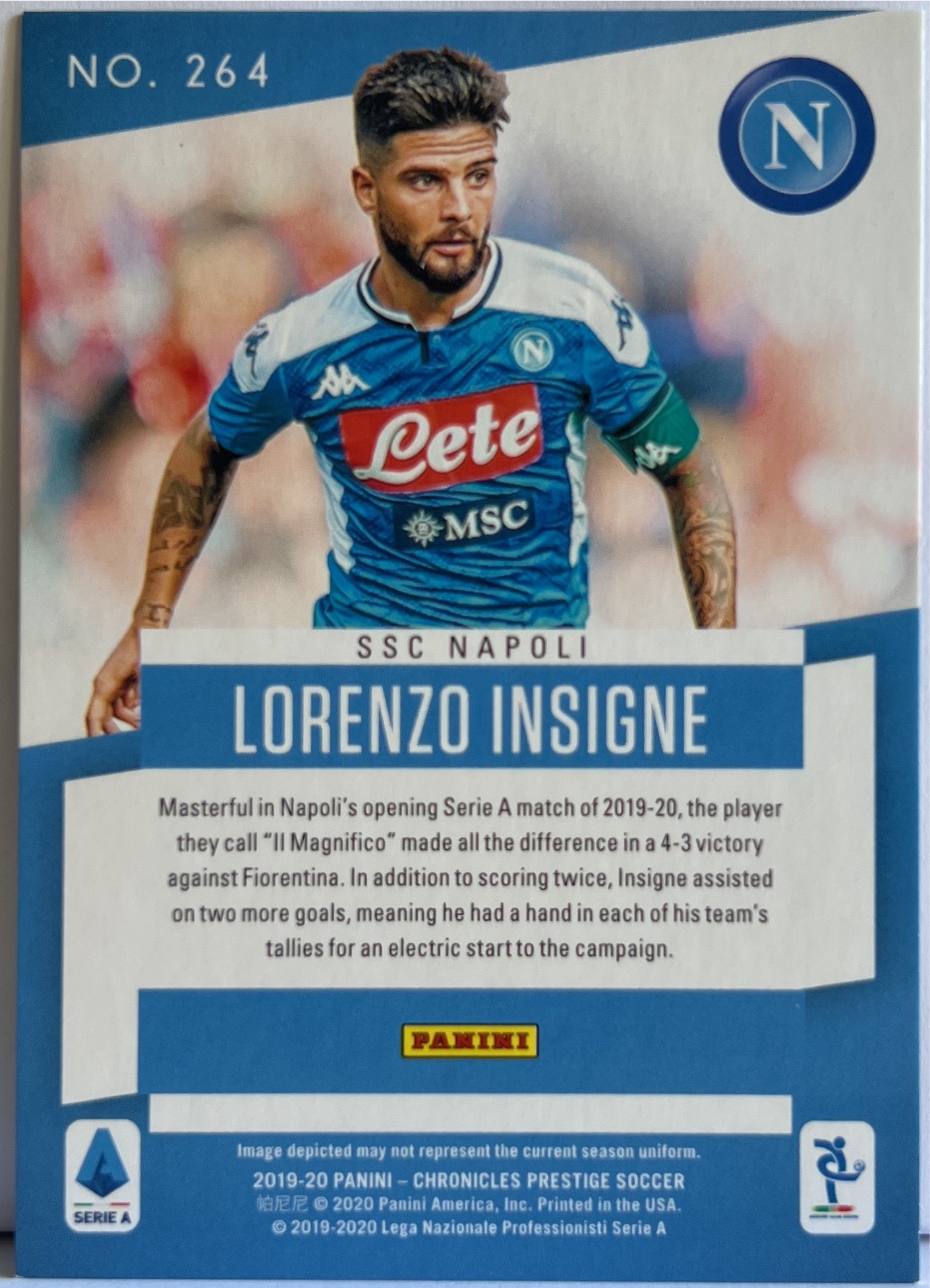 Lorenzo Insigne 187/199 Prestige Purple Panini Chronicles 2019/20
