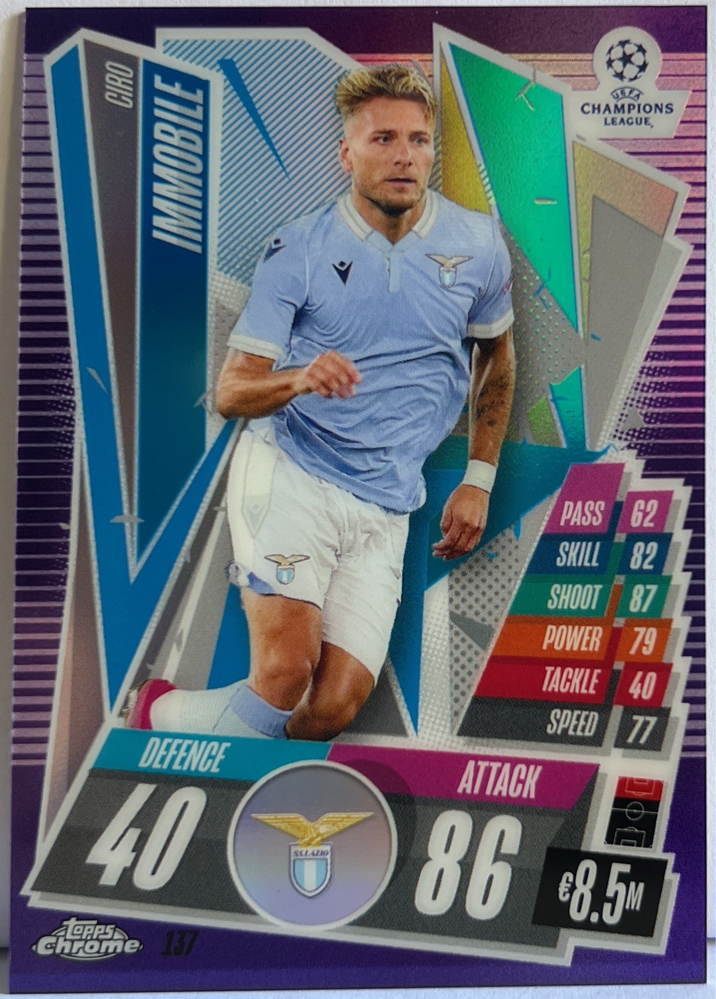 Ciro Immobile 235/299 Purple Topps Chrome Match Attax