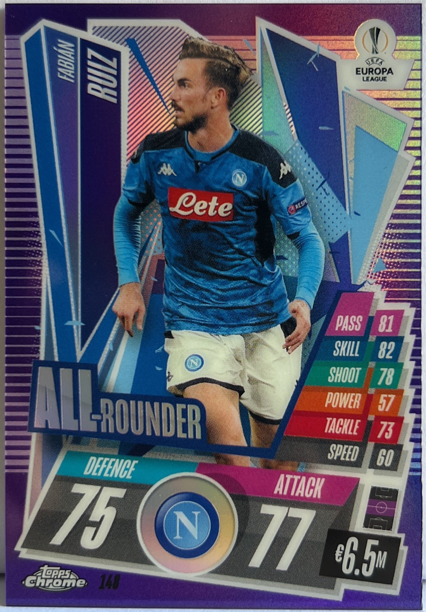 Fabian Ruiz 156/299 Purple Topps Chrome Match Attax