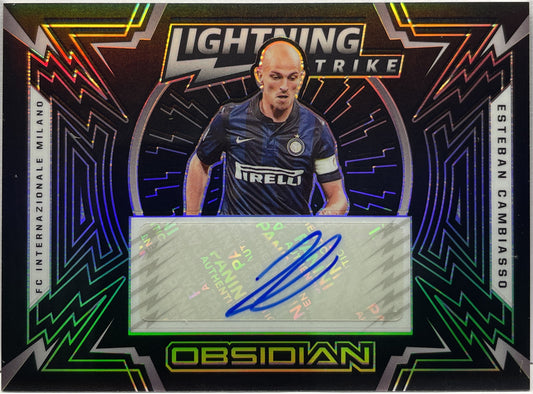 Esteban Cambiasso 43/149 Autograph Lightning Strike Obsidian 2021/22