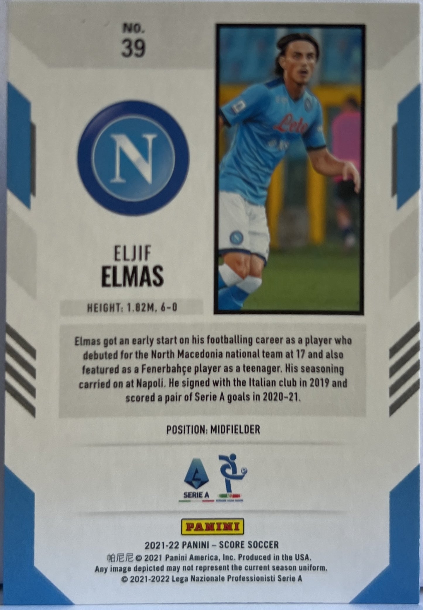 Eljif Elmas 15/15 Purple Panini Score Serie A 2021/22