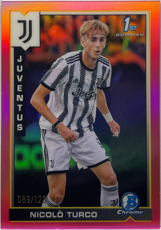 Nicolo Turco 89/125 1ST Bowman Pink Topps Chrome Juventus 2022/23