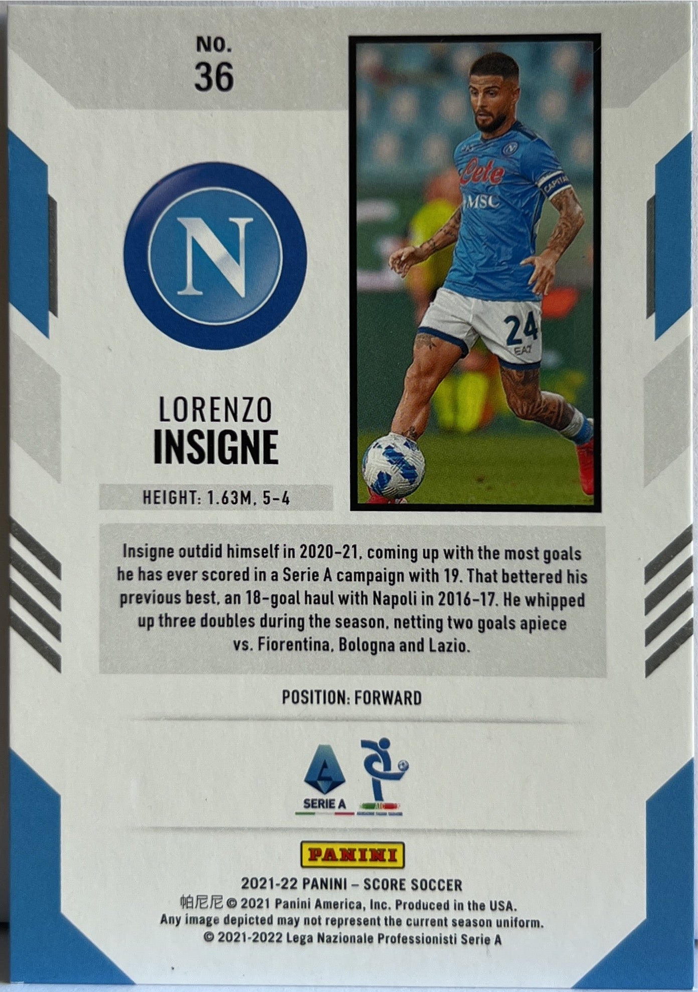 Lorenzo Insigne 6/99 Orange Panini Score Serie A 2021/22