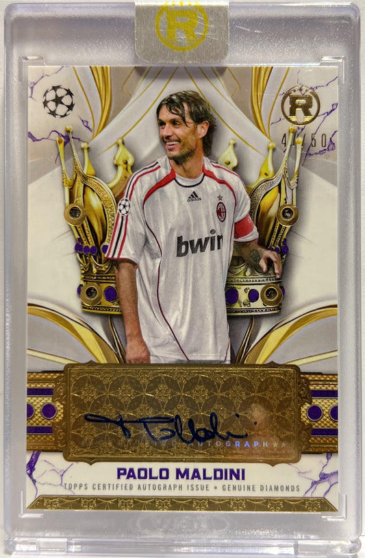 Paolo Maldini 47/50 Autograph Crowned Legend Jewel Topps Reverence 2024/25