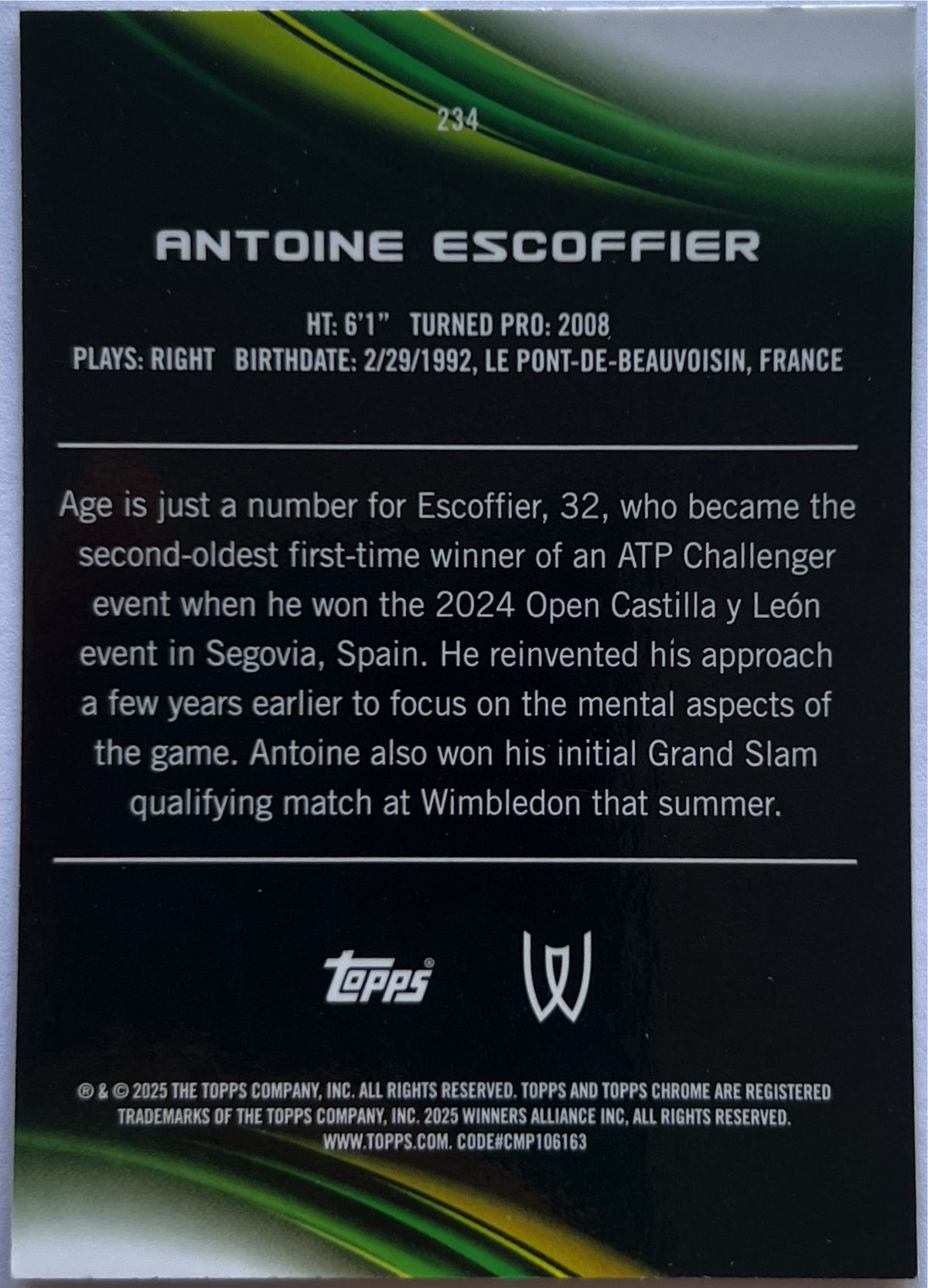 Mancolista-Prism Refractor-Topps Chrome Tennis 2025 Parte 2 (101-200)