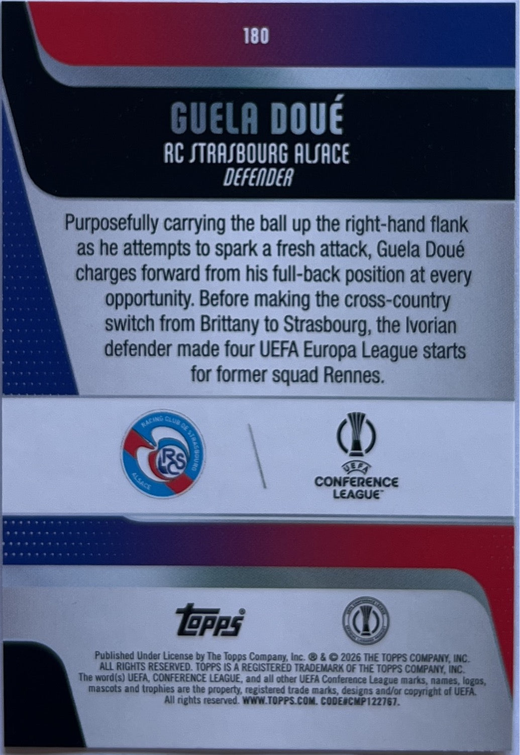 Guela Doue 8/99 Rookie Samba Green Carnival Topps UCC 2025/26