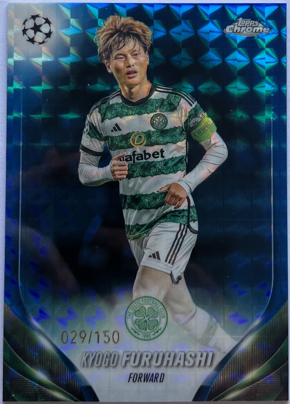 Kyogo Furuhashi 29/150 Blue Geometric Topps Chrome UCC 2023/24