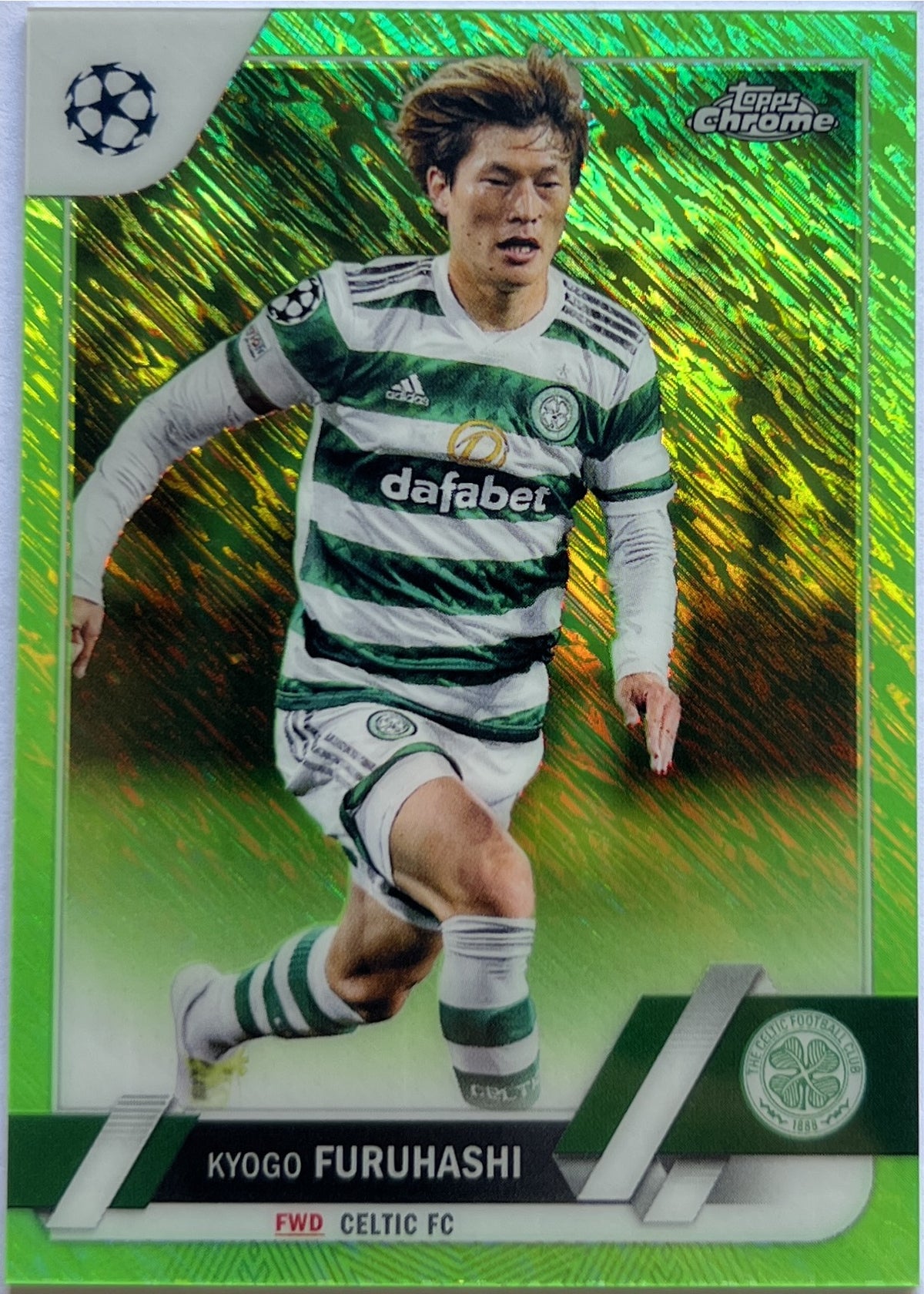 Kyogo Furuhashi 311/399 Green Shimmer Topps Chrome UCC 2022/23