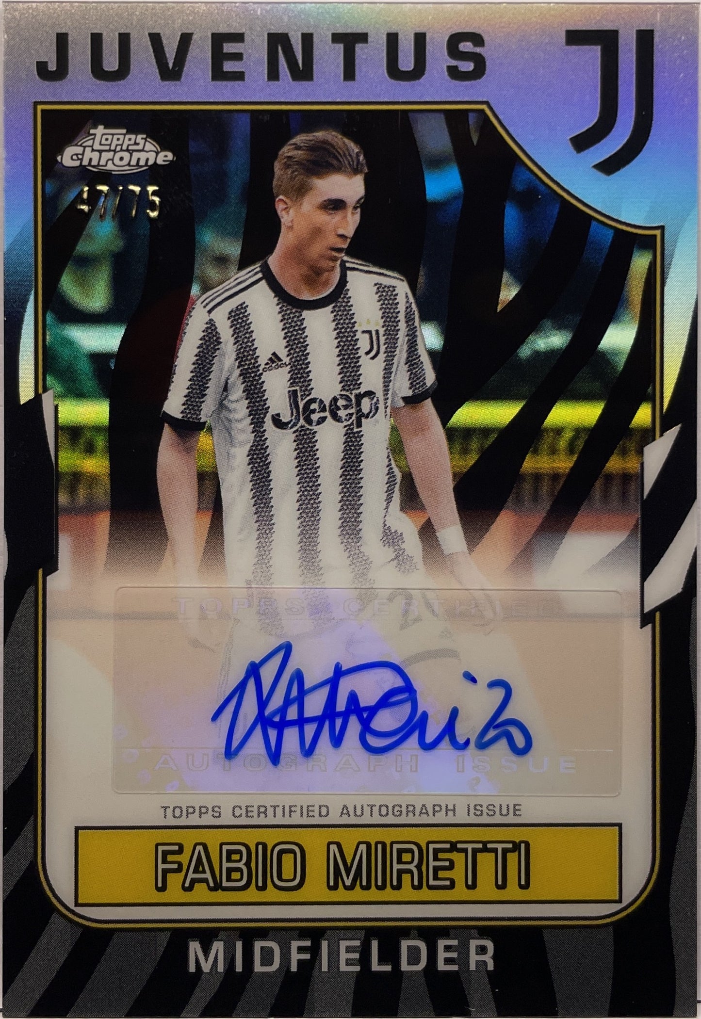 Fabio Miretti 47/75 Autograph Zebra Topps Chrome Juventus 2022/23