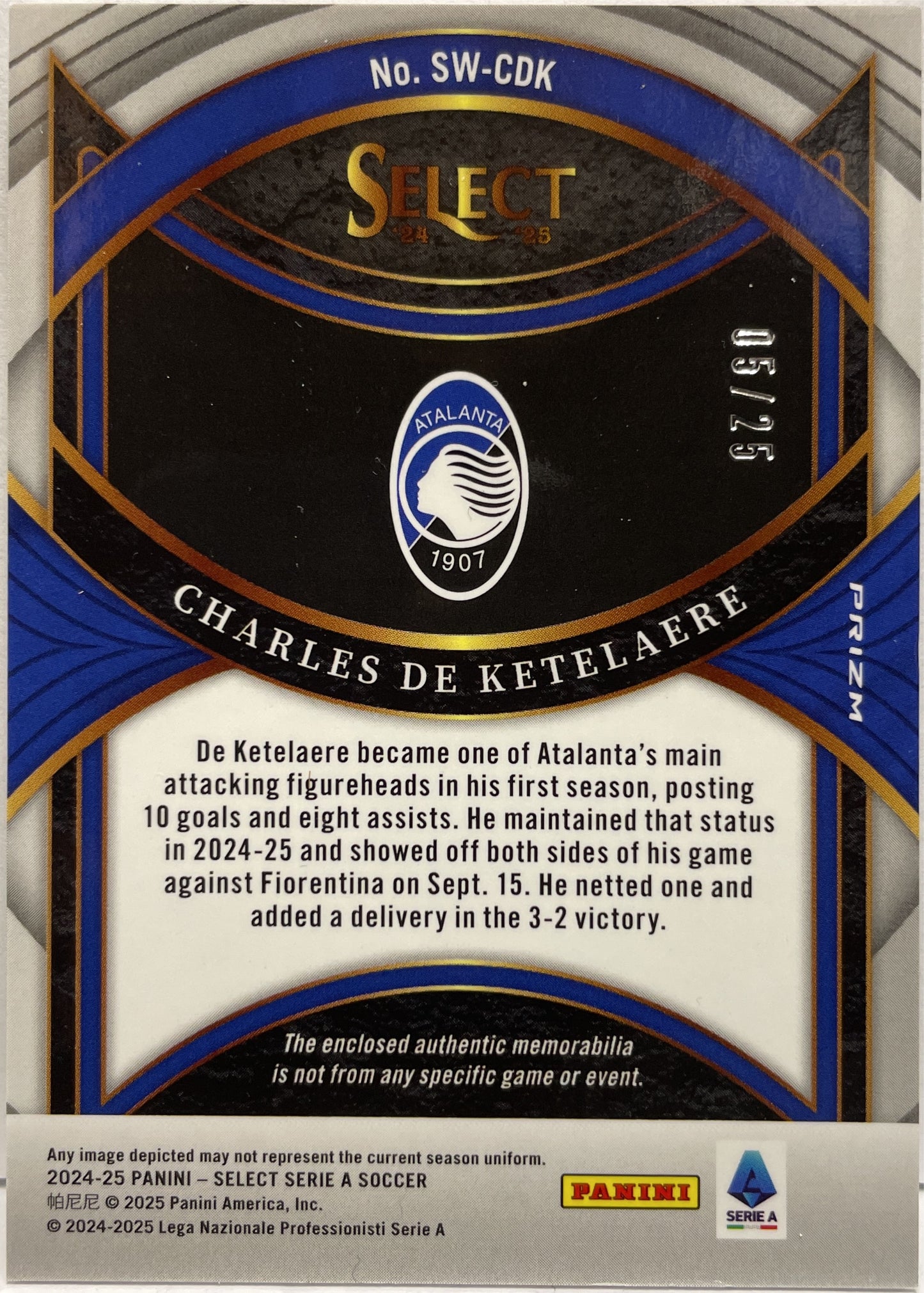 Charles De Ketelaere 5/25 Patch Swatches Tie Die Select Serie A 2024/25