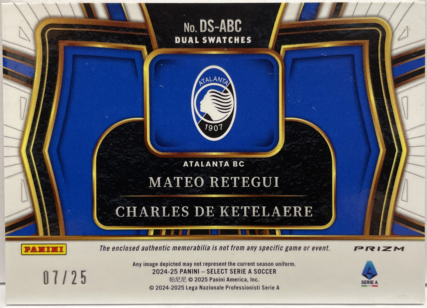 Mateo Retegui Charles De Ketelaere 7/25 Patch Dual Swatches Tie Die Select Serie A 2024/25