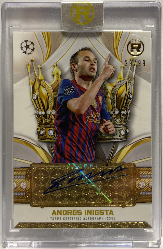 Andres Iniesta 29/99 Autograph Crowned Legend Topps Reverence 2024/25