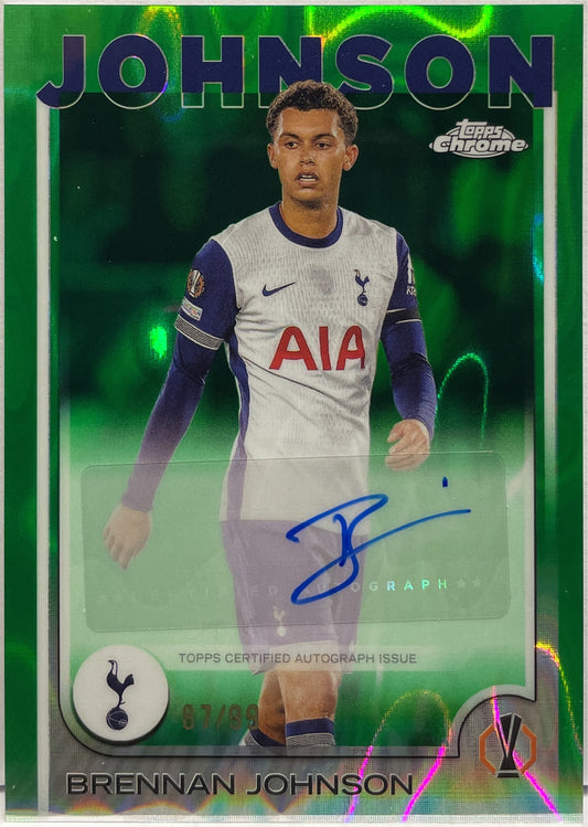 Brennan Johnson 87/99 Autograph Green Lava Topps Chrome UCC 2024/25