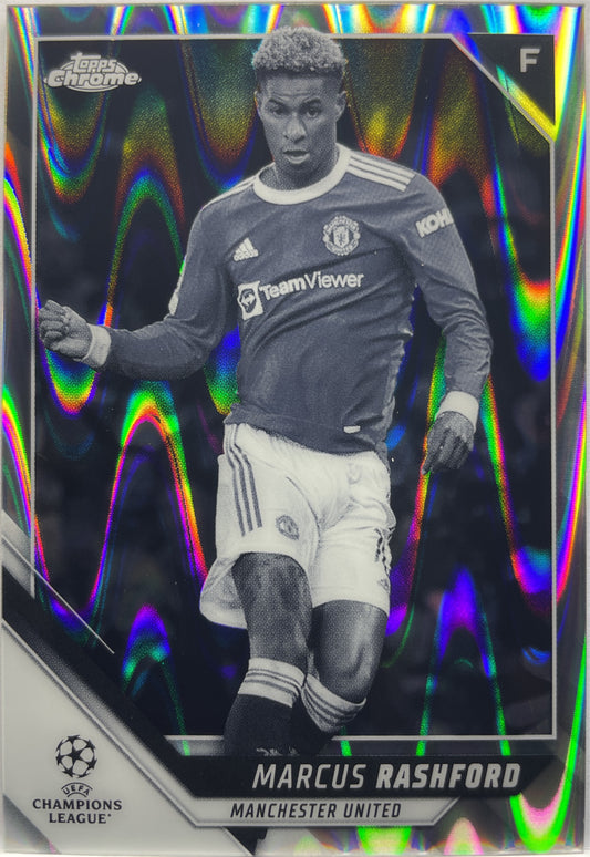 Marcus Rashford Black & White Ray Wave Topps Chrome UCL 2021/22