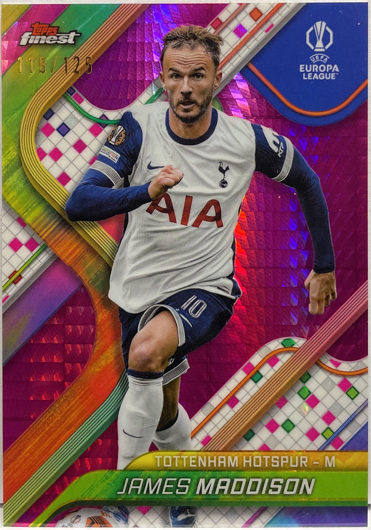 James Maddison 118/125 Pink Prism Topps Finest UCC 2024/25