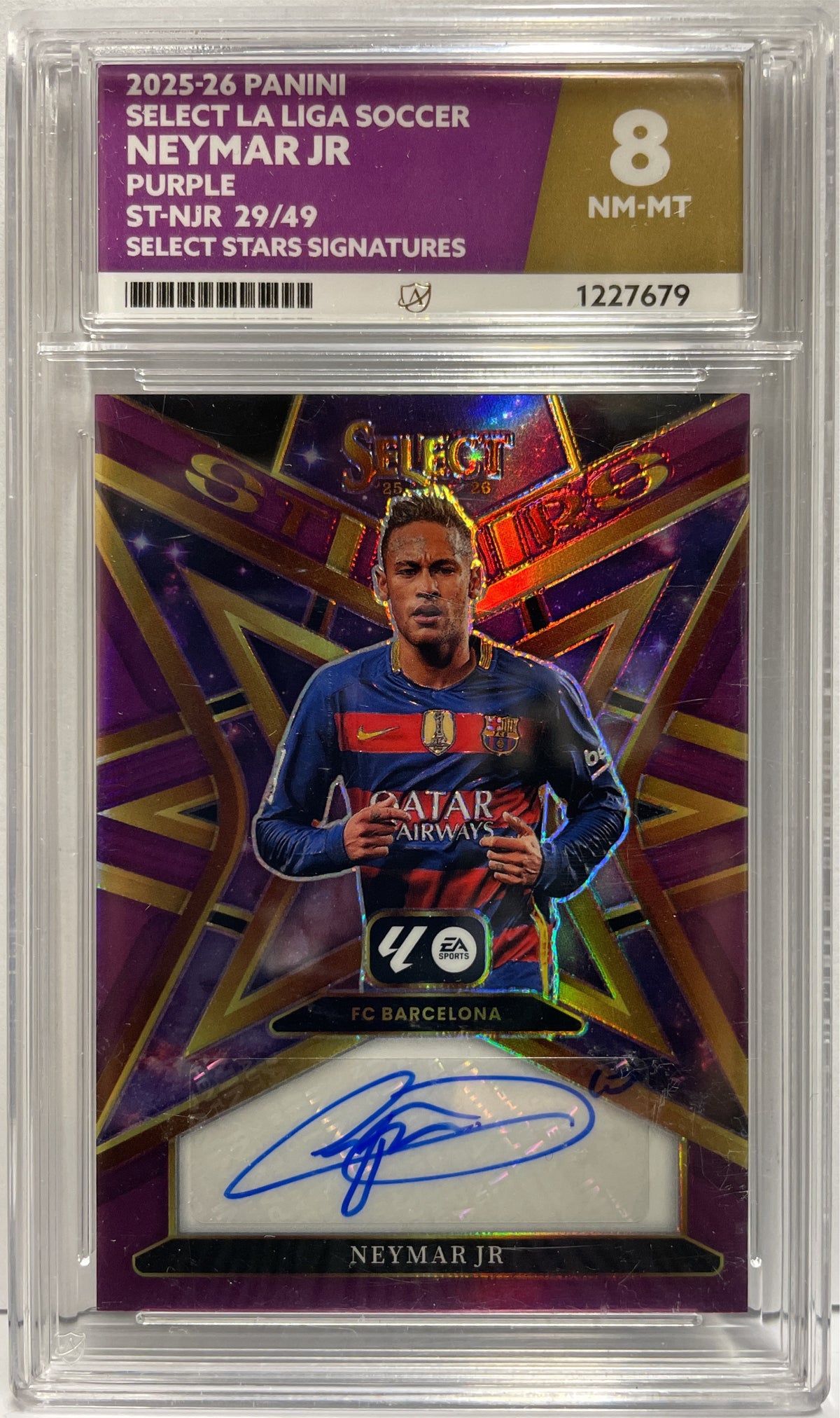 Neymar Jr 29/49 Autograph Stars Purple Panini Select La Liga 2025/26 Ace 8