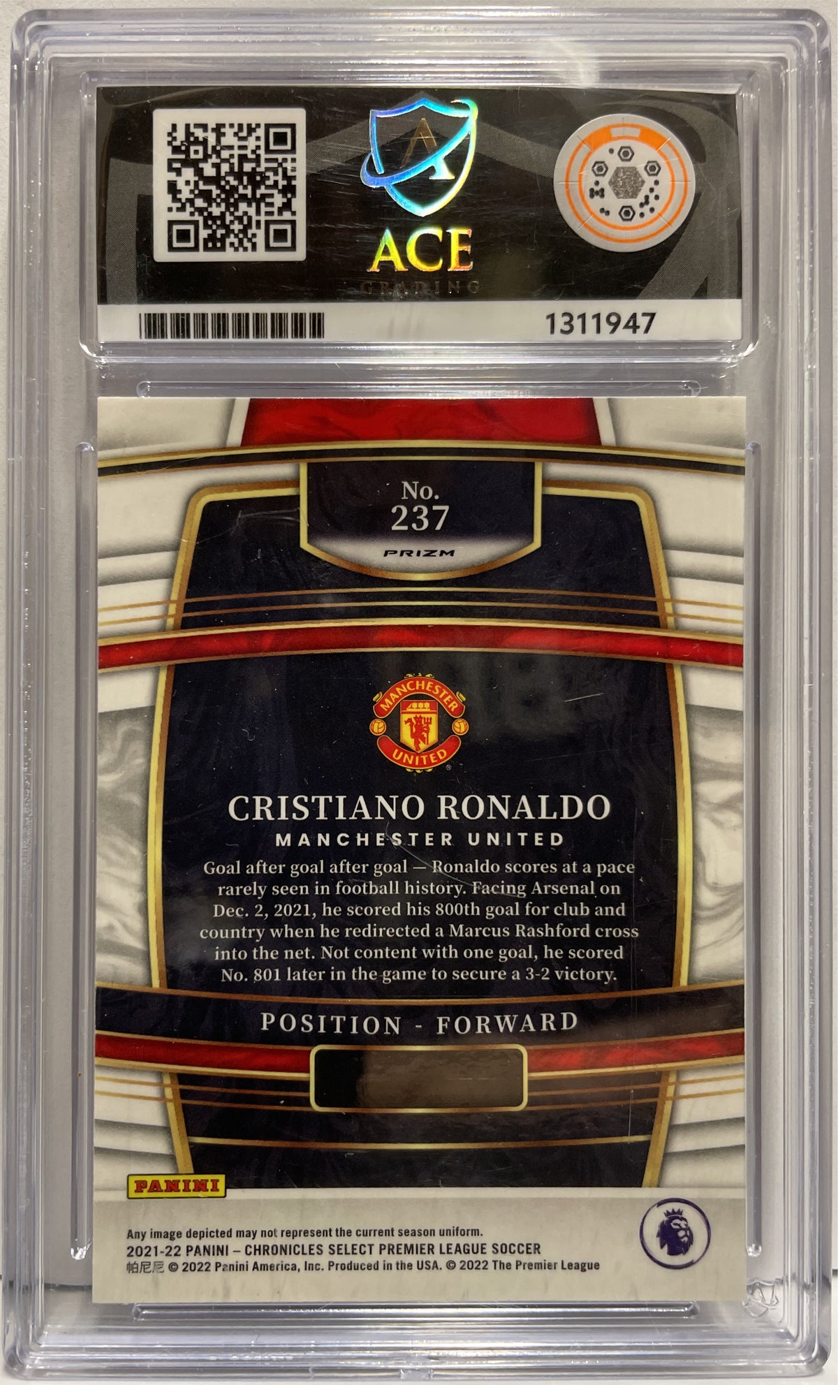 Cristiano Ronaldo Select Purple Mojo Panini Chronicles Premier League 2021/22 Ace 9