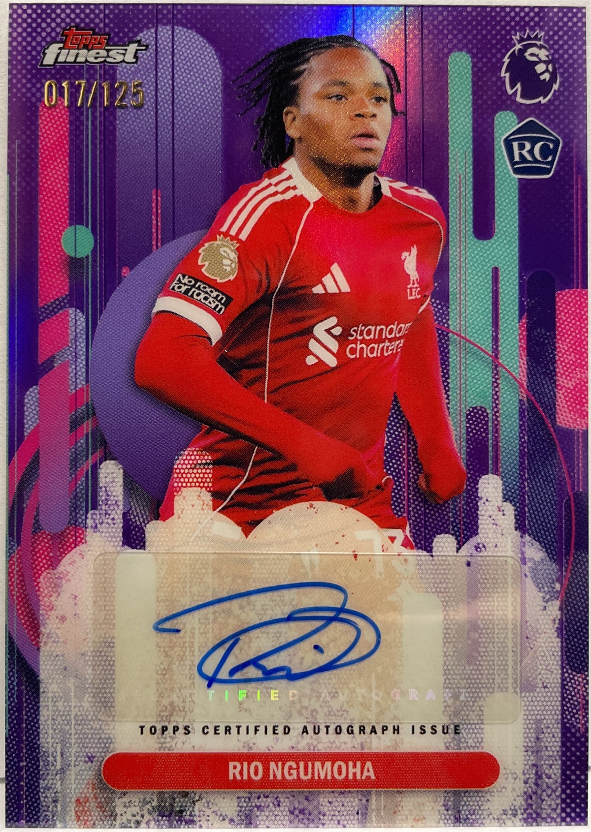 Rio Ngumoha 17/125 Rookie Autograph Topps Finest EPL Premier Premier League 2025/26