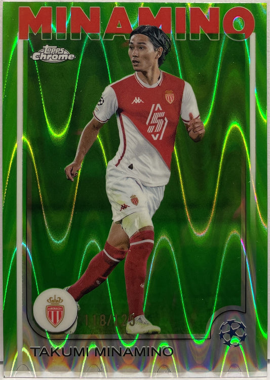 Takumi Minamino 118/125 Green RayWave Topps Chrome UCC 2024/25