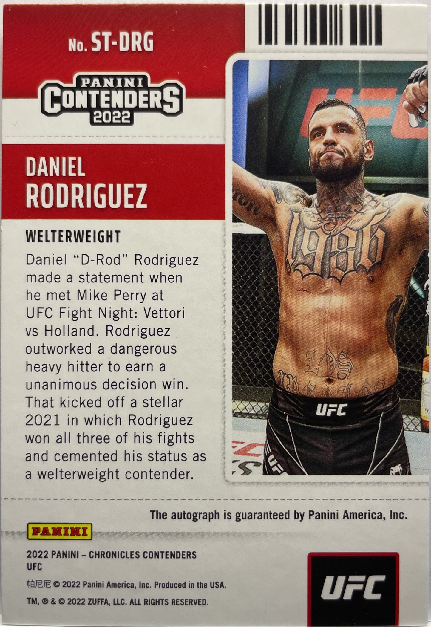 Daniel Rodriguez Rookie Autograph Season Ticket Chronicles UFC 2022