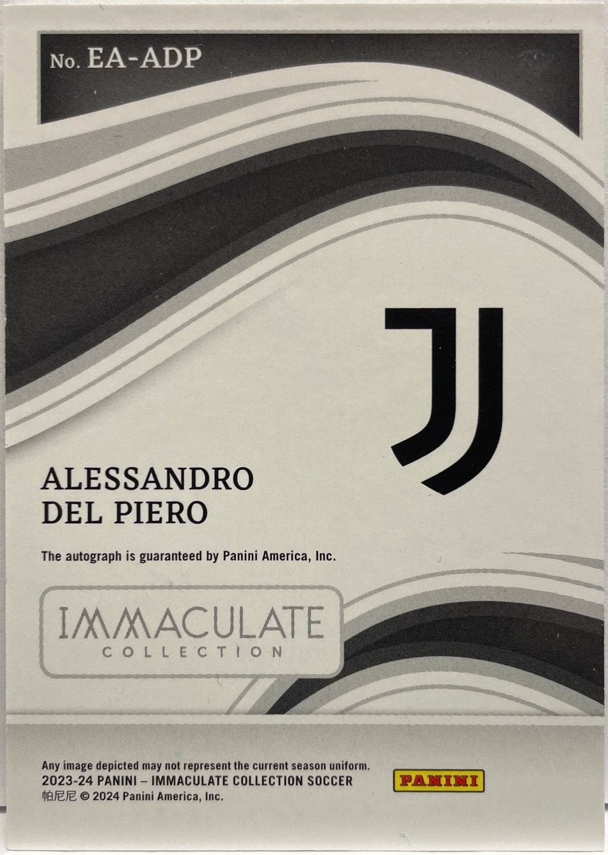 Alessandro Del Piero 21/99 Autograph Excellence Panini Immaculate 2023/24