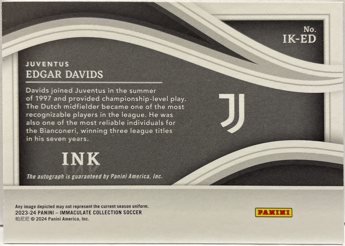 Edgar Davids 13/30 Autograph Ink Red Panini Immaculate 2023/24