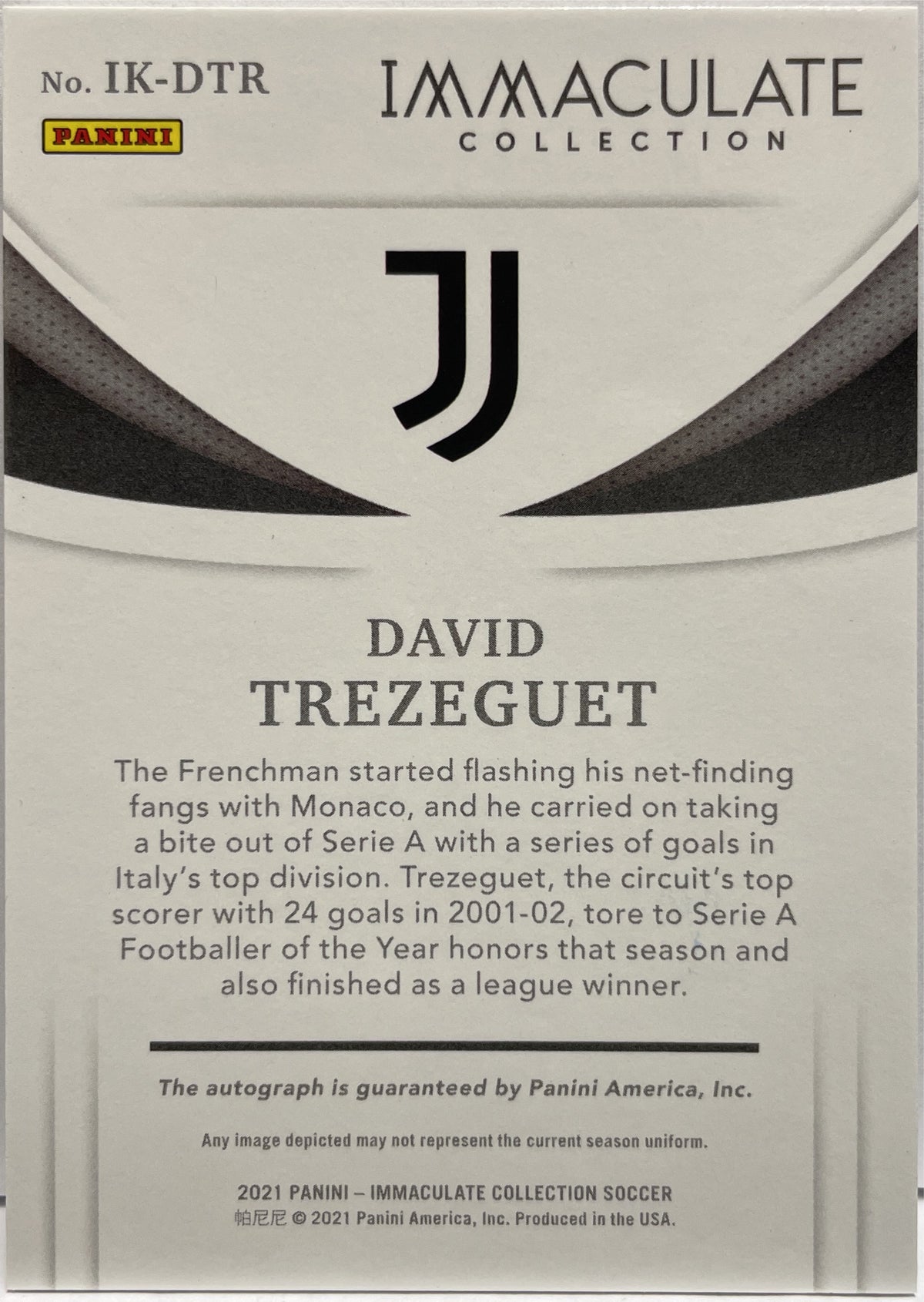 David Trezeguet 4/8 Autograph Ink Red Panini Immaculate 2021
