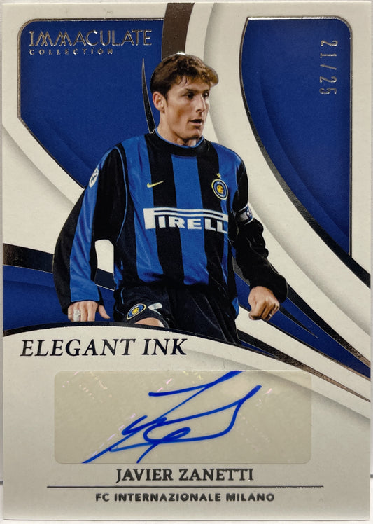 Javier Zanetti 21/25 Autograph Elegant Ink Panini Immaculate 2024/25