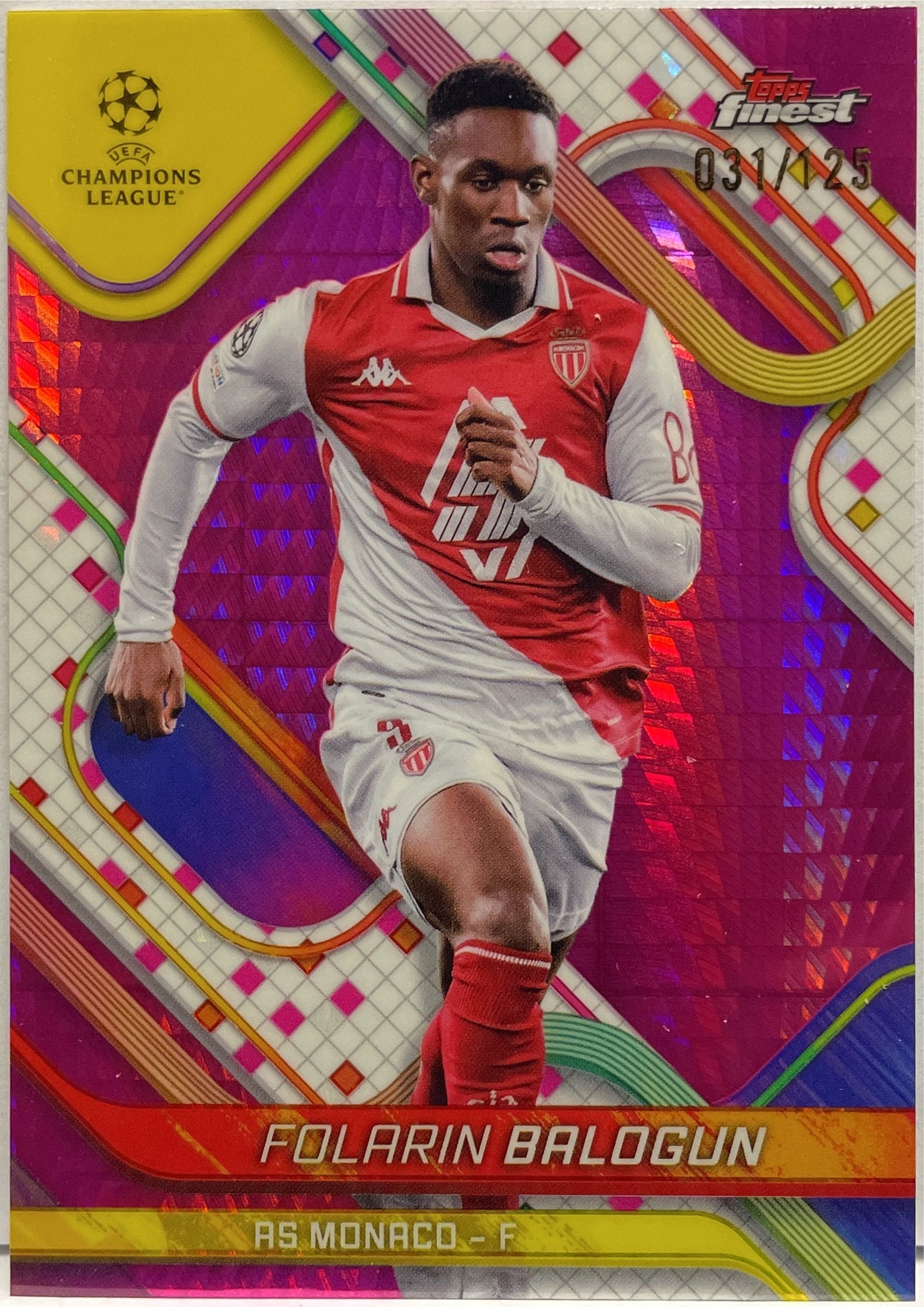 Folarin Balogun 31/125 Pink Prism Topps Finest UCC 2024/25